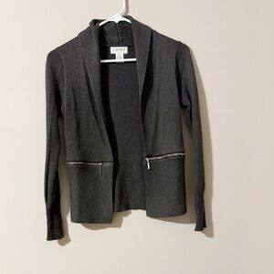 Carmen Marc Valvo Charcoal Open Front pullover